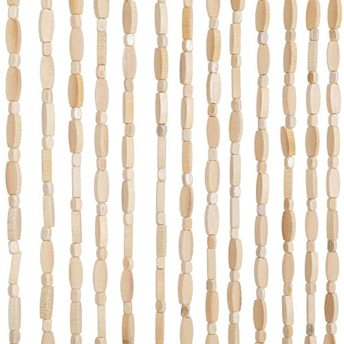 Osunnus Handmade Bamboo Beaded Curtain for Doorway 35.5 x 75 Inches 52 Strands Hanging Door Beads Hippie Curtain for Bedroom Living Room Boho Rustic Decorative Home Accessories, Natural