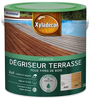 Xyladecor - degriseur pour Terrasse Mat - Convient À Tous Types de Bois - Incolore 2,5L
