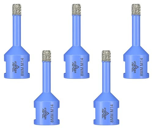Diamond Tile Drill Bits 8mm 5Pcs Hole Saws with M14 Thread Dry Drilling for Ceramic Porcelain Tile Granite Marble Stone VENJELD