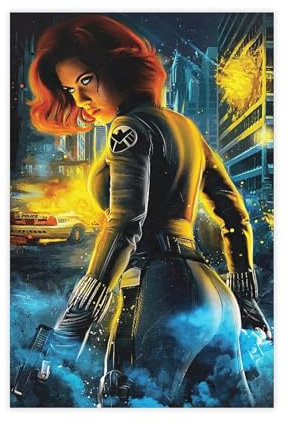 QINQUAN Black Widow Filmposter, Wandkunst, Dekordruck, Leinwand, Poster, Geschenke für Jungen und Mädchen, Wohnzimmer, Schlafzimmer, Dekoration, ungerahmt: 30 x 45 cm