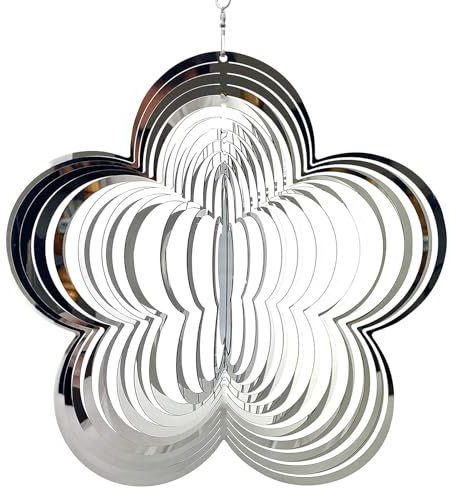 Arrovarp Flower Wind Spinner, Stainless Steel Metal Hanging Spinner Wind Chime Rotating Wind Sculptures Tree Pendant Sun Catcher For Indoor Outdoor Patio Lawn Yard Garden Wind Sculpture