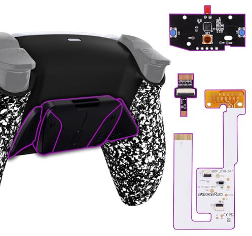 eXtremeRate Programable RISE4 V3 Remap Kit para ps5 Modelo BDM-030/040/050 Actualización Board & Carcasa Trasera & 4 Palancas Botones Traseros para ps5 Control-NO Incluye Mando(Salpicaduras Blancas)