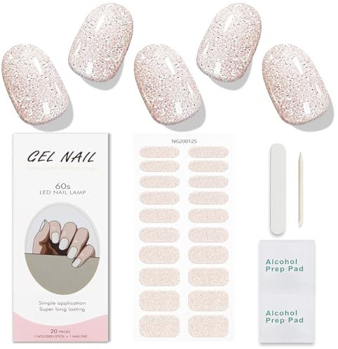 JMEOWIO Nagelfolie Weißer Glitzer Weihnachten Gel Nail Nagelfolien Selbstklebend Nagelsticker Uv Härtend Dekoration Nageldesign Zubehör