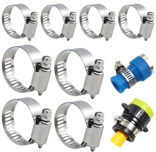 SGERUFZ 8 Pièces Serrage Tuyau, 304 Inox, Réglable (6–12mm/10-16mm), Serrage Métallique, Durite Inox pour Tuyau, Home Gaz, Famille Tuyau D'eau, Câble, Robinet, etc.