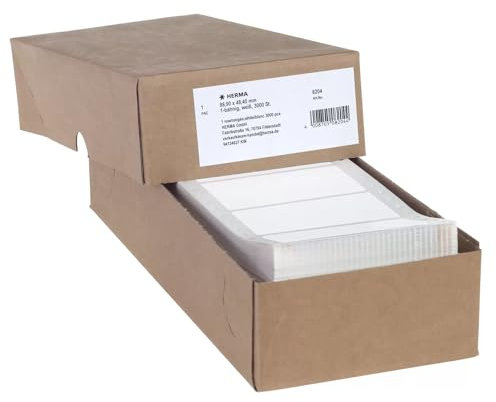 HERMA 8204 Computeretiketten endlos, 88,9 x 48,4 mm, 1-bahnig, 3000 Stück, selbstklebend, Endlosetiketten Aufkleber mit Führungslochrand, matt, blanko Papier Computer Etiketten, weiß
