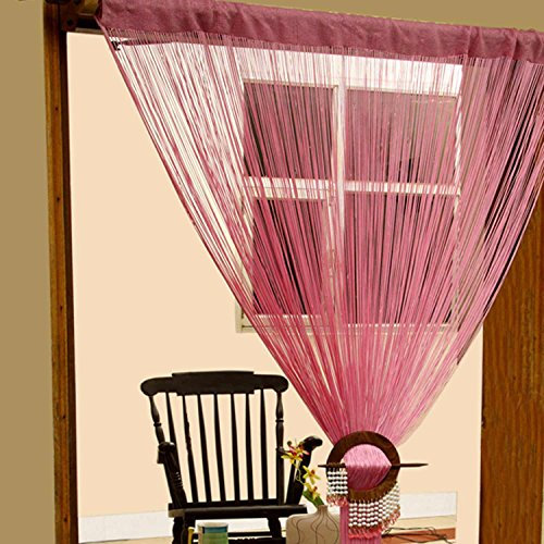 HOMESCAPES FADENVORHANG (200 x 90cm), 100% POLYESTER, hochqualitativer RAUMTEILER, handgewebt, 1 STÜCK, rosa