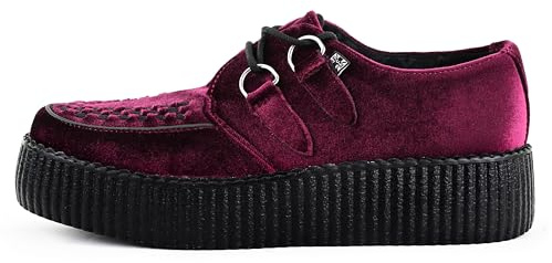 T.U.K. Burgundy Velvet Viva Mondo Creepers Lace Up Platform 6 / Men 4
