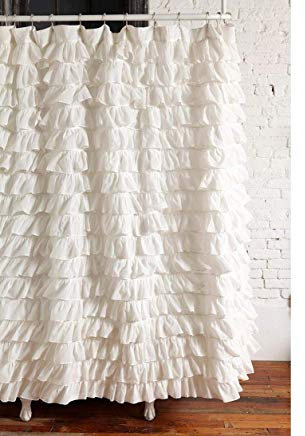 spring Home Duschvorhang mit Wasserfall-Rüschen, Weiß
