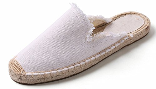 U-lite Women's Simple Mule Breathable Flat Espadrilles Shoes White8