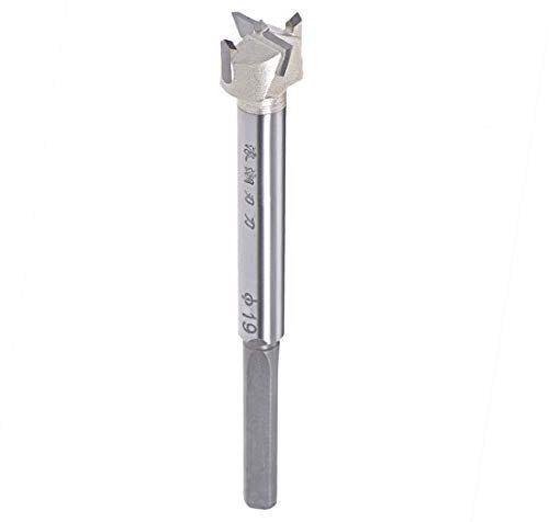 sourcingmap Forstnerbohrer 19 mm, Wolframkarbid Holz Lochsäge Schneckenöffner 120 mm Länge, Holzbearbeitung Scharnier Loch Bohren Bohrer Bohrer Cutter (Beige, Silberton)