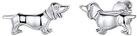 ChicSilver Silber Hund Ohrstecker 925 damen Dackelohrstecker mit Geschenkebox 925 Tier ohrschmuck Kinderohrstecker für Mädchen Freundin Dackelliebhaber