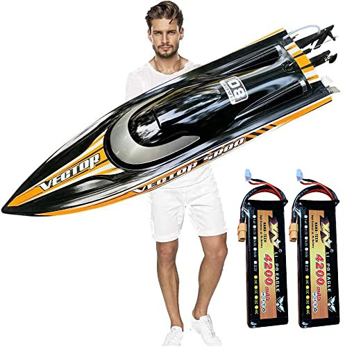 Large Remote Control Speedboat for Adults, S2.0 Pro RC Brushless Boat Submarine 70km/h+ Global Limited Sales, with 2Packs 4200 mAh Battery for Power(31.5 S2.0 Pro)