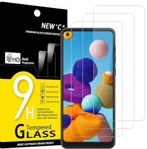 NEW'C 3 Stück für Samsung Galaxy A21 für Panzerglas, Frei von Kratzern, 9H Härte, HD Displayschutzfolie, 0.33mm Ultra-klar, Ultrabeständig