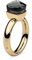 Qudo Firenze Edelstahl gold farbenem Ring mitsmoke Stein (grau) (52)