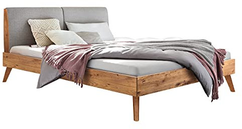 Hasena Bett Simone 25 Wildeiche Natur Polsterkopfteil grau 140x200