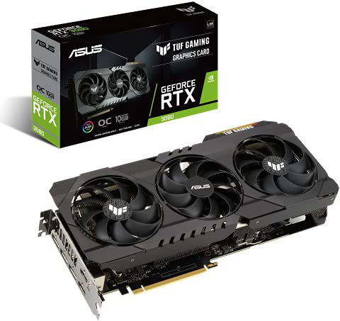 ASUS TUF Gaming NVIDIA GeForce RTX 3080 V2 OC Edition Graphics Card (PCIe 4.0, 10GB GDDR6X, LHR, HDMI 2.1, DisplayPort 1.4a, Dual Ball Fan Bearings, Military-Grade Certification, GPU Tweak II)