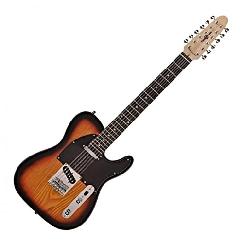 Gear4music Guitarra eléctrica Knoxville de 12 cuerdas con cuerpo de fresno Sunburst