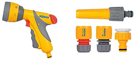 Hozelock 2684P0000 Multi Spray Gun Plus, Grey, Red, Yellow, 9.0 cm*25.4 cm*15.0 cm & 2352 Hose Fitting Starter Set