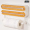 Magnetic Cling Film Dispenser and Cutter - Advanced 3-in-1 Wall-Mounted Kitchen Roll Holder, Quasziwa Refillable Cling Wrap & Aluminium Foil Dispenser with Paper Towel Holder - Fits 12 Roll, White