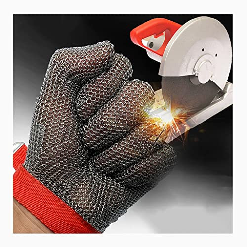 BCPPO Kettenhandschuh Anti-Schnitt-Handschuhe aus Metall Kettenhemd-Handschuhe, Sicherheitshandschuhe for Schneiden von Glas, stichfeste Handschuhe, verstellbare Handschlaufe (Size : 1PCS/L)
