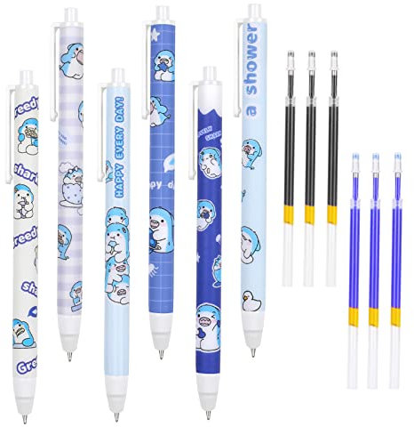 Vicloon Radierbarer Kugelschreiber 4 pcs Löschbaren Gel Stift mit 12 Nachfüllungen 0,35 mm Cartoon Leicht Zu Reiben-Magic Rub Kugelschreiber Cartoon Löschbarer Stift Löschbaren Gelstiften Erasable Pen