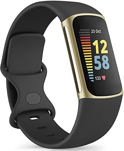 Mugust Armband Nur für Fitbit Charge 5/Fitbit Charge 6 Armband Damen Herren, Weiche Sport Ersatzarmbänder Kompatibel mit Fitbit Charge 5/Fitbit Charge 6 (Large, Schwarz)