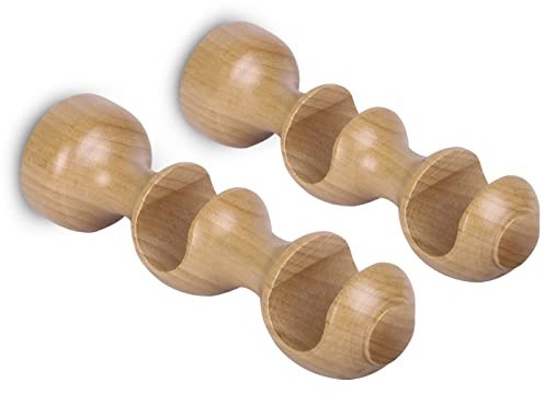 MERCURY TEXTIL -Pack de Dos Soportes Individual o Doble de Madera Liso Abierto para Barra de ø 28 mm. Colgador de Barra, Ideal para Decorar. (Doble, Madera)