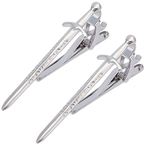 WEBEEDY 2PCS Pinces à Cravate Personnalisées pour Hommes Nouveauté Épée Pince à Cravate Épingle à Cravate Pince à Cravate Épée Pince à Cravate pour Hommes Mariage Affaires Fête des Pères