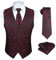 HISDERN Herren Paisley Weste Floral Jacquard Krawatte Einstecktuch Einstecktuch Hochzeitsfeier Business Fit Weste Anzug Set,L,Schwarz & Rot-N