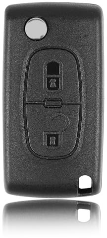 Betterher 2 Piezas Carcasa Mando Llave del Coche 2 Botones compatbile con Peugeot 207 307 407 607 206 306 308 806 y Citroen C2 C3 C4 C5 C6 - La Cuchilla no Tiene, con Estante de bateríaranura