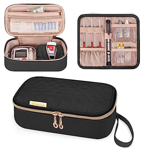 Yarwo Estuche Insulina, Nevera Medicamentos Portatil para Insulina y Diabetes, Nevera Insulina Viaje con Bolsa Extra Plegable para Jeringas, Agujas y Otros Accesorios Medicinales, Negro (Solo Bolsa)