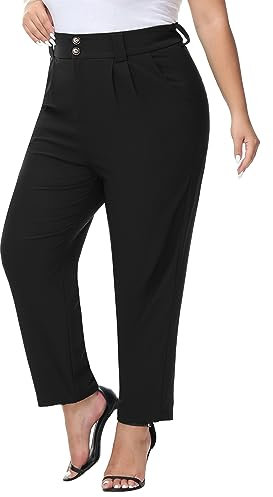 Hanna Nikole Damen Große Größen Lässige Hose Freizeit Pant Freizeithose Mit Taschen Schwarz 52