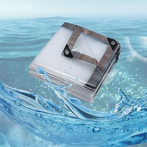 ATYUJKB Bâche de Protection Exterieur 4x6m, Bache Transparente Étanche, Bâche Lourde Extra Imperméable, Bâches Transparente avec Oeillets, Bâche de Protection en Polyéthylène