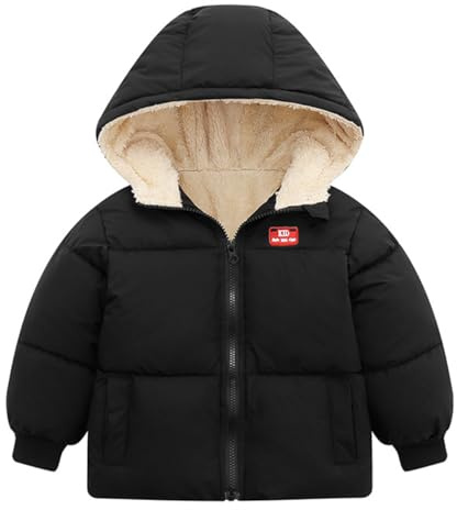Kids4ever Manteau d'hiver pour bébé garçon et fille avec fermeture éclair à capuche, coupe-vent et chaud en polaire avec deux poches de 6 mois à 5 ans