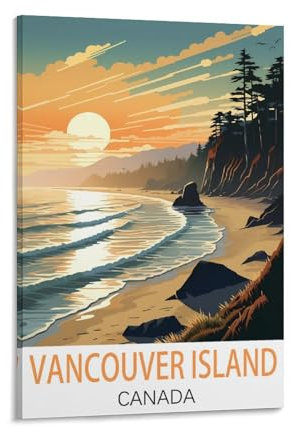 KmoNo Vancouver Island Kanada Vintage Reiseposter 60 x 90 cm Poster Dekor Malerei Leinwand Wandkunst Wohnzimmer Poster Schlafzimmer