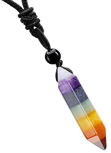 Edelstein 7 Chakra Kette - Heilsteine Anhänger für Herren und Damen - Kristall Amulett für Chakra Yoga, Reiki Heilung und Meditation - Geeignet zum Verschenken