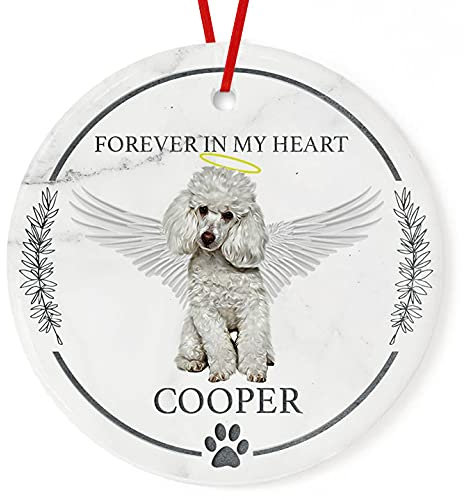 Weihnachtsanhänger Christbaumschmuck Anhänger Keramik Weihnachtsbaumschmuck Weihnachtsdeko Anhänger Pudel-Geschenke, Personalisiertes Hunde-Denkmal Zur Erinnerung, Beileidsgeschenk Für Den Verlust