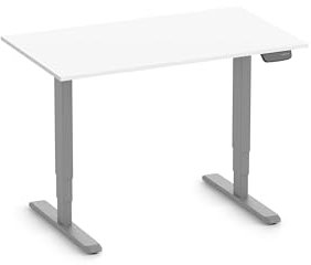 Ergolutions® Primus Schreibtisch, Gestell Grau, Tischplatte 1200 x 700 x 25 mm Topweiß - Elektrisch Verstellbarer Standing-Desk, 125kg Tragkraft, Memory-Funktion, leise, Kabelmanagement