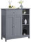 Yaheetech Armoire Salle de Bain Rangement, Meuble Toilette/WC, 1 Placard à 2 Etagères Réglables 1 Tiroir 3 Compartiments Ouverts, 75 x 30 x 80 cm, Gris Foncé