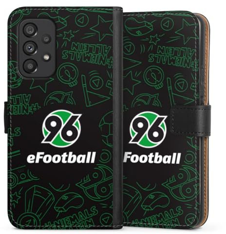 DeinDesign Klapphülle kompatibel mit Samsung Galaxy A53 5G Handyhülle aus Kunst Leder schwarz Flip Case Hannover 96 Offizielles Lizenzprodukt Fanartikel