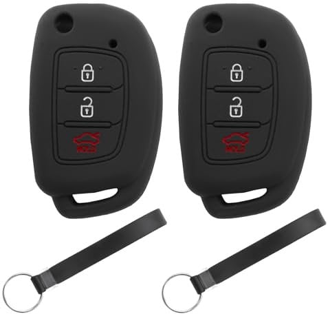 Autoschlüssel Silikon Hülle kompatibel mit Hyundai 3-Tasten Autoschlüssel Klapp(Schwarz+Schwarz)
