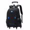 Amythe Schulrucksack Jungen mit Rollen, Abnehmbare Trolley Rucksack Teenager Schulranzen Jungen für Schule/Reise, 6 Rädern, 3-5-7. klasse, Lässig Daypack 16 Zoll, Schwarz-Blau
