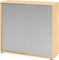 bümö Schiebetürenschrank 3OH - Aktenschrank abschließbar, Sideboard Schrank mit Schiebetüren in Ahorn/Silber - Büroschrank aus Holz mit Schiebetür, Büro Kommode für Ordner & Co.