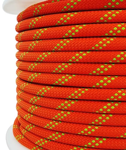 Ritafc Static Rope UIAA Climbing Rope 11mm Rappelling Rope Orange for Mountain Tree Climbing, Rock Climbing,Hauling, Rescue, Climbing Equipment (Orange, 100FT)