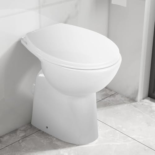 Willood Hohe Spülrandlose Toilette für Größere Menschen Senioren Soft-Close Absenkautomatik Stand WC Badezimmer 7cm Höher Keramik Weiß