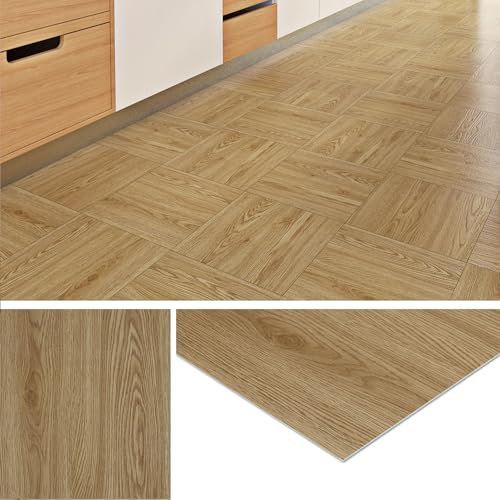 Livelynine Floor Tiles Self Adhesive Wood Effect Vinyl Flooring Tiles Bathroom Flooring 30x30CM 32 Packs Peel and Stick Vinyl Floor Tile Kitchen Floorings Tile Self Adhesive Bedroom Living Room