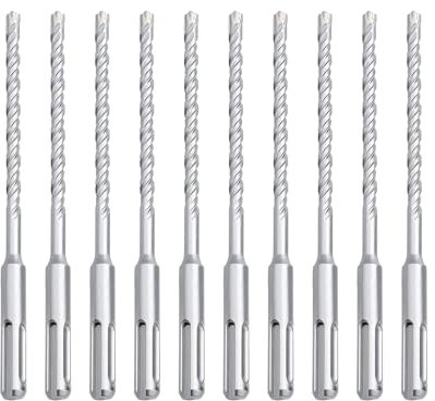 hsawbit 10PCS Masonry Drill Bits Set with SDS Plus Shank, 5mm x 160mm Hammer Drill Masonry Drills Tungsten Carbide Tip for Concrete, Brick, Cement Walls, Stone
