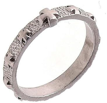 Holyart 925 rhodinierter Silberring Griechisches Kreuz Rosenkranz, 16 mm (0.63 inc.) - DE 50