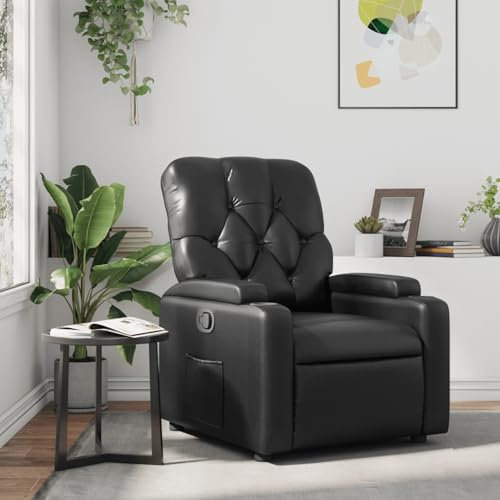 Gecheer Poltrona,Relax,Reclinabile,in Similpelle,Ecopelle,Nera,74x86,5x93,5 cm,Poltrona da TV,Poltrona Relax,Comoda,Poltrona Reclinabile,Poltrona da Salotto,Poltrona da TV,Poltrona Chesterfield