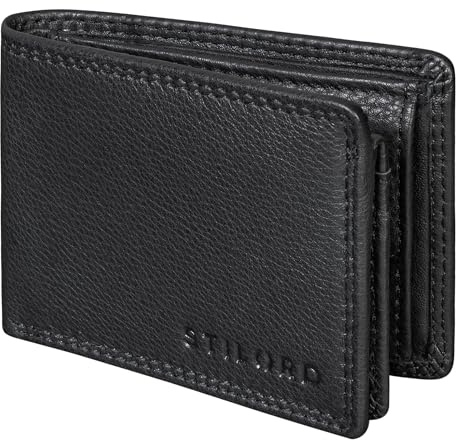 STILORD Matteo RFID Leather Wallet for Men Mini Wallet with Coin Pocket Small Bifold Wallet NFC Blocking | Elegant Gents Leather Wallets | Mens Wallets NFC Blocking Colour:Black
